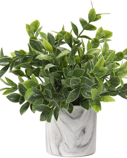 Hollyone Faux Plants Indoor Artificial Mini Potted Plants Plastic Green Plant Small Fake Plants Eucalyptus Decor in Pots for Home Table Room Bathroom Decor