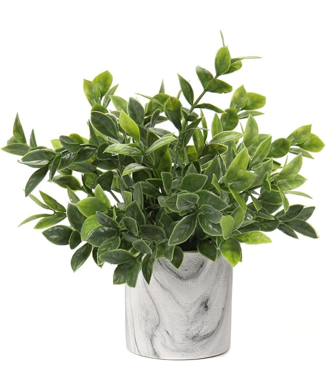 Hollyone Faux Plants Indoor Artificial Mini Potted Plants Plastic Green Plant Small Fake Plants Eucalyptus Decor in Pots for Home Table Room Bathroom Decor