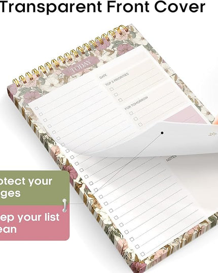 Taja To Do List Notepad - To Do List Notebook for Work with 52 Sheets, 9.8" x 6.5", Undated Daily Planner Perfect for Daily Tasks and Goal Setting, Notepad Suitable for Office, Home & School - Mauve Muse