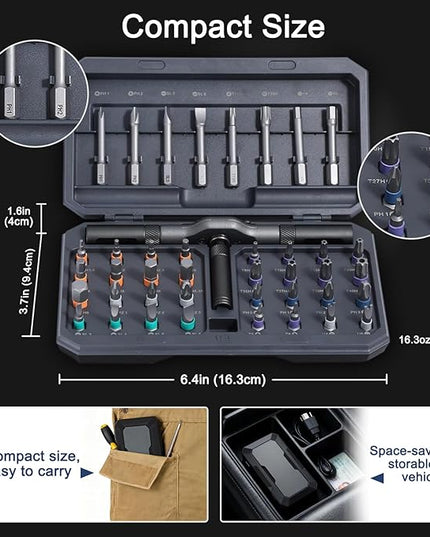 Nizekopen 42 - in - 1 Magnetic Screwdriver Set: DIY Ratchet with Detachable Handle. Multi - bit Drive. Compact, Portable Tool Kit for Computer, Bicycle, Furniture Repair