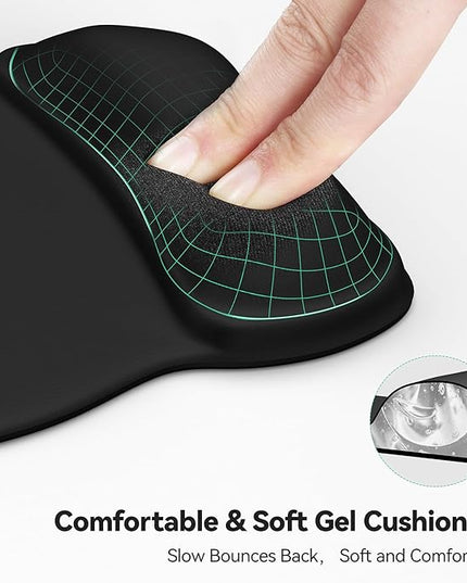 TECKNET Gel Mouse Pad with Wrist Rest, Ergonomic Office Mousepad with Wrist Support - Non-Slip & Smooth Surface Comfortable Desk Accessories Mat for Office, Gaming and Study - Charcoal Black