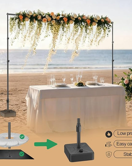 EMART Backdrop Stand with Heavy Duty Water Tank Base 7x10ft Adjustable Metal Photo Backdrop Stand Kit Pipe and Drape Square Background Frame for Birthday Party, Wedding Decorations, Studio Photography