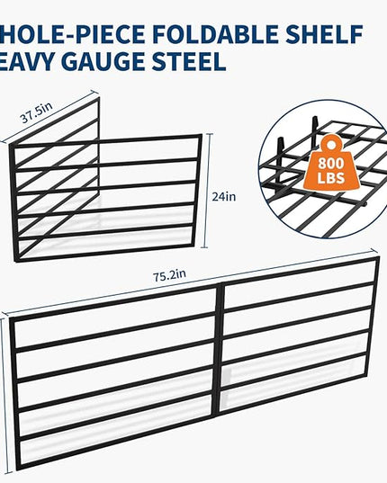 2-Pack Collapsible Garage Storage Shelves, 75x24 Inch for Garage Shelving Wall Mounted, Heavy Duty Wall Shelf with 800 lbs Capacity