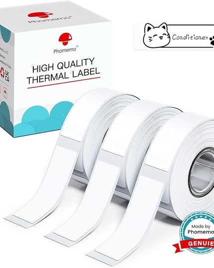 Phomemo Labels D30 Label Tape, Black on White Print Master Labels Refill Name Label, Sticker Thermal Paper Self-Adhesive, 12 x 40 mm (0.47 x 1.57 Inch) 160 Tapes/Roll, 3-Roll for Kids School Items