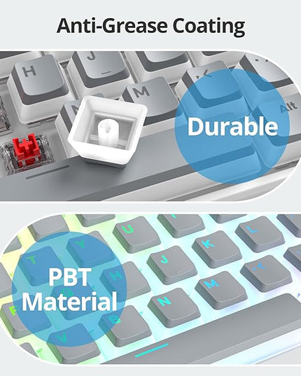 Guffercty kred 117-Key Grey Pudding Keycaps, OEM Profile PBT Anti-Wear Translucent Backlight fits Mechanical Keyboard(Grey Pudding)