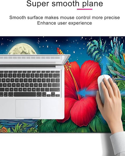 Large Mouse Pad Gaming Mousepad 31.5 x 11.8 Inch Keyboard Desktop Mat Diatomite XL Mouse Pad for Home and Office Desk Accessories with Tropical Coast Moonlight Floral Artwork