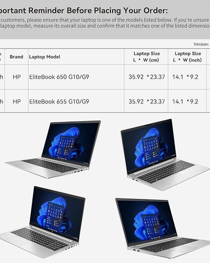 Smatree 15.6 inch Laptop Sleeve for HP EliteBook 650 G10/G9 Notebook PC, for EliteBook 655 G10/G9 Notebook PC, HP Laptop Case with Accessory Pocket, YKK Zipper, Patented Super Corner Design (E614)