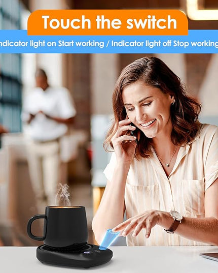 KitchekShop Coffee Mug Warmer - Fastest Heating & Highest Temperature, Coffee Cup Warmer for Desk Auto Shut Off, 4 Temp Settings & 1-12H Timer, Smart Electric Beverage Warmer for Coffee, Tea (Black)