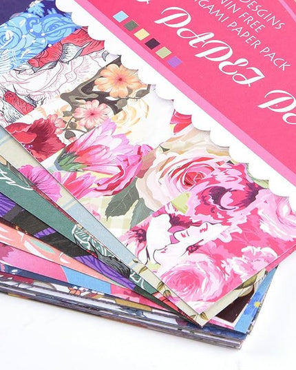 Origami Paper Kit 50 Sheets 70GSM 6 Inch Square Double Sided Color 50 Vivid Japanese Washi Chiyo Colors for Hand Crafts Origami Paper Arts Creativity.Rose