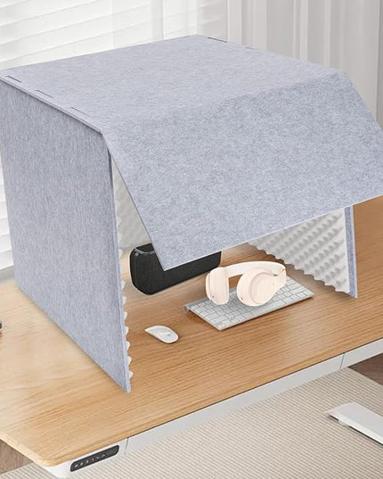 Desktop Soundproof Cover, Portable Vocal Recording Booth Isolation Booth Small Music Recording Studio Vocal Sound Absorbing Shield Sound Proof Foam Panels for Offices,Home,Recording Studios (Gray)