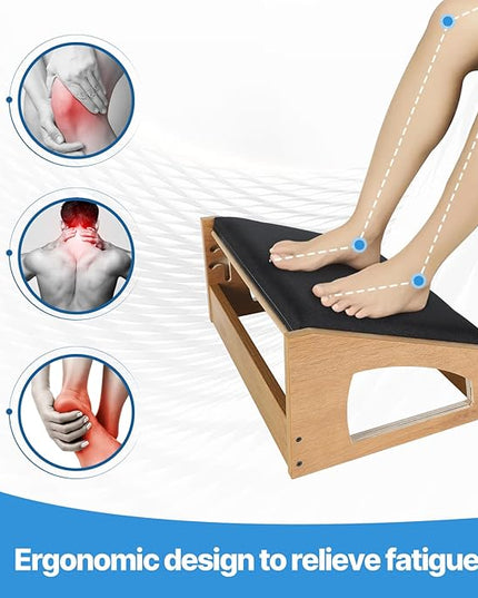 Ergonomic Foot Rest, 4 Adjustable Height Foot Stool,Footrest Under Desk， Soft Cushions,Foot Rest Office,Improving Posture, Promoting Blood Circulation（Natural）