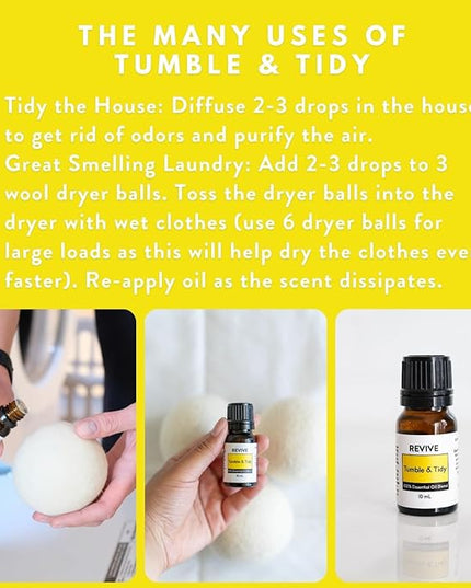 Tumble & Tidy Essential Oil Blend 30mL by Revive Essential Oils - 100% Pure Therapeutic Grade, for Diffuser, Humidifier, Massage, Aromatherapy, Skin & Hair Care