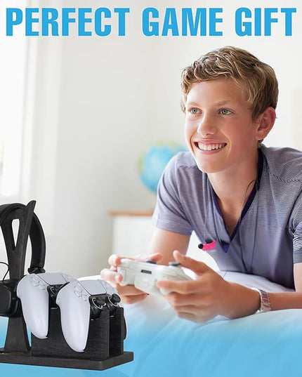 Gamer Gifts for Men Teenage Boy Controller Holder & Headphone Stand, Stylish Gaming Accessories Setup Controller Stand Headset Stands, Unique Gifts for Gamers to Organize Gaming Equipment