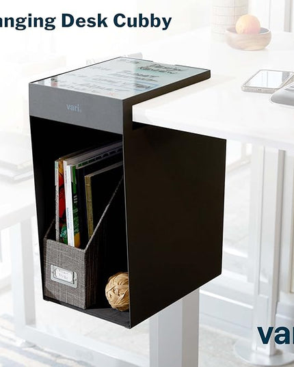 Vari Hanging Desk Cubby - Under Desk Easy Mount Office Organizer & File Storage Holder - Durable Powder-Coated Steel with Writable Glass Marker Board - Ideal Home or Office Accessory - 50 lb Capacity