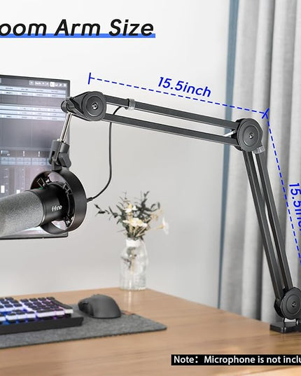 FIFINE Microphone Arm Stand-Heavy Duty Boom Arm, Suspension Scissor Adjustable Mic Stand with Desk Mount, C-calmp, 5/8" Screw, Cable Ties, for Recording Gaming Streaming Podcasting-BM63