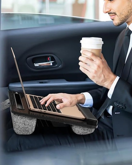 Besign LT08 Laptop Stand, Portable Lap Desk with Pillow Cushion, Fits up to 14 inch Laptop, with Anti-Slip Strip for Desk, Sofa & Bed, Black and Gray