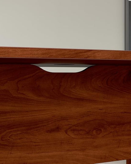 Bush Business Furniture 120-inch Office Conference Table with Wood Base, Boardroom Meeting Space for 10 Users, Hansen Cherry