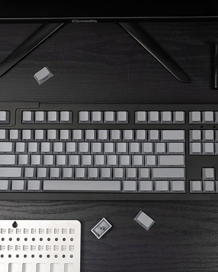 mintcaps PBT Gray Keycaps Cherry Profile DYE-Sub Custom Minimalist Key Caps for 60% 65% 75% 80% Cherry Gateron MX Switches Mechanical Keyboards (107Keys Keycaps)