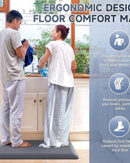 StepRite 4/5 Inch Thick Kitchen Mat Anti Fatigue Mat Kitchen Rugs Kitchen Decor Non-Slip, Stain & Water Resistant, Kitchen Mats Desk Mat for Kitchen, Office, Workshop, Grey, 17'' x 28''