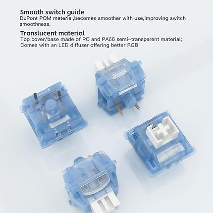 Outemu Ice Blue V3 Switch,3-pin 40gf Pre-lubed Dustproof Clicky Switches,Keyboard Clickers for 3D Prints,Suitable for MX Mechanical Gaming Keyboards(108Pcs)