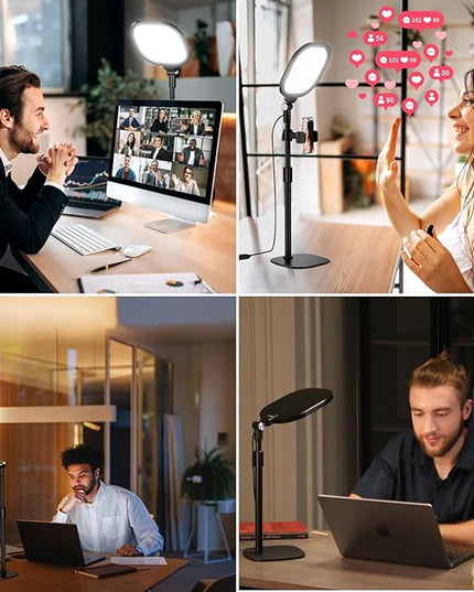 Zoom Lighting for Computer, Adjustable Desk Lighting for Video Calls, 30 Light Modes Video Conference Light, Desk Ring Light with Stand for Webcam, Meetings, Live Stream, Home Office. CRI 97.8