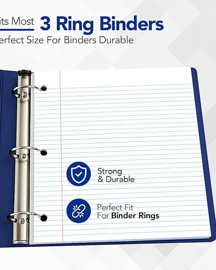 Kaisa Filler Paper Notebook Paper College Ruled 8"x10.5" Loose Leaf Paper for 3-Ring Binders 150 Sheet/pack,12pack (Total 1800 Sheets)
