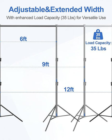 EMART Heavy Duty Backdrop Stand 10 x 12ft Photo Video Studio Adjustable Photography Background Support System Kit with Carry Bag