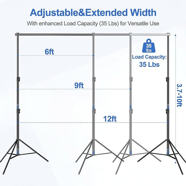 EMART Heavy Duty Backdrop Stand 10 x 12ft Photo Video Studio Adjustable Photography Background Support System Kit with Carry Bag