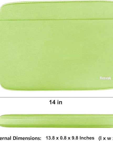 Laptop Case 14 inch, Shockproof Protective Notebook Cover Bag with Accessory Pocket, Durable Carrying Laptop Sleeve Compatible for MacBook HP Lenovo Dell Asus Acer, Light Green