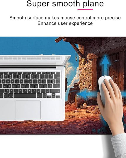 Large Mouse Pad Gaming Mousepad 31.5 x 11.8 Inch Keyboard Desktop Mat Diatomite XL Mouse Pad for Home and Office Desk Accessories with Western Desert Cabin Landscape Artwork Diatomite