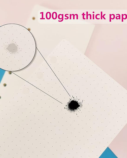 A6 Loose Leaf Refill Paper, 171x94mm, 135 Sheets Dot Grid Planner Refills, 6-Ring Binder Compatible, 100GSM Insert Papers for Notebooks, School, Office, College Notes, Journaling & Printing