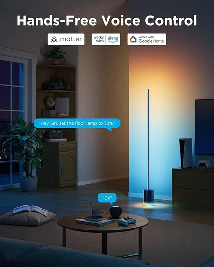 Govee Floor Lamp 2 with Matter, RGBIC, Warm Cool White LED, Alexa Compatible, 1725lm, Music Sync, Scene Modes, Smart Floor Lamp for Living Room, Bedroom, Blue(1 Pack)
