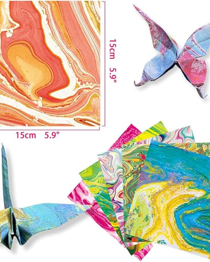 Square Origami Paper 6x6 Double Sided 50 Sheets 50 Colors 70GSM Origami Kit Japanese Chiyo Easy Fold Arts Crafts DIY Handwork Rock Color