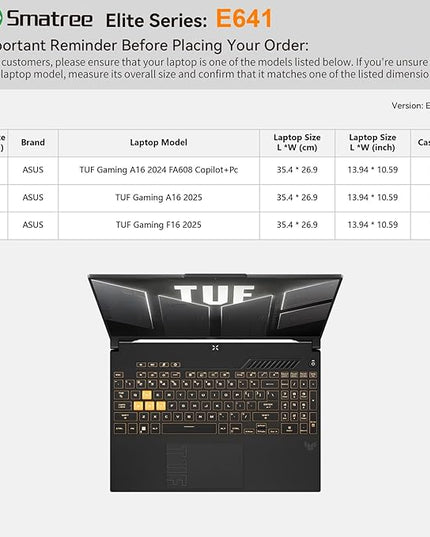 Smatree Laptop Sleeve for 16 inch ASUS TUF Gaming A16 2025/2024, for 16 inch ASUS TUF Gaming F16 2025, Protective Computer Case with Accessory Pocket, YKK Zipper, Patented Shockproof Design (E641)