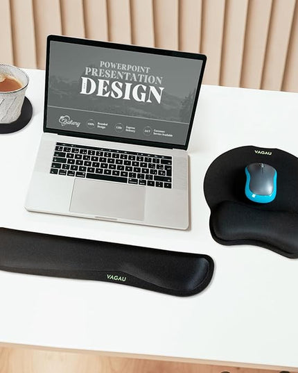 VAGAU Premium Keyboard Wrist Rest and Mouse Pad Wrist Support, Ergonomic Memory Foam Set for Office, Laptop, Mac, Computer and Gaming, Comfortable Typing &Wrist Pain Relief
