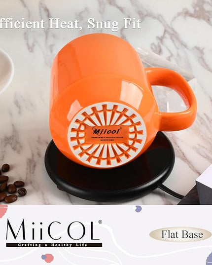 Miicol Ceramic Coffee Mug, 16 oz Large Coffee Cup, Tea Mug with Handle, Flat Bottom Mug for Men, Women, Office, Microwave and Dishwasher Safe, Multi-Color, Sun Orange