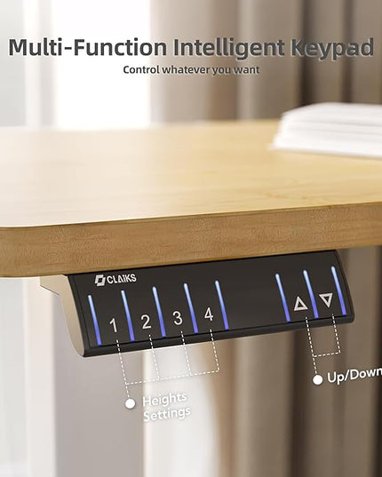 Claiks L Shaped Standing Desk Adjustable Height, Dual Motor Electric Corner Standing Desk, 63x55 inch with Splice Board, Bamboo