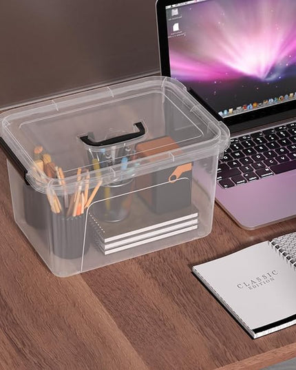10 Liters Clear Plastic Storage Boxes with Lids, Small Containers Bins with Lids and Handles Set of 6