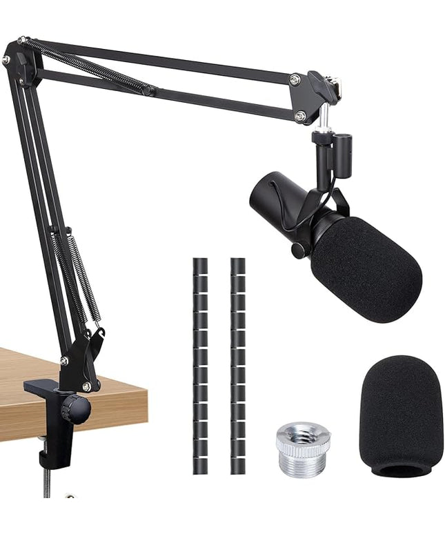 SUNMON Shure SM7B Boom Arm with Mic Cover Compatible with Shure SM7B, Ajustable Mic Stand Desk Mic Arm with Cable Sleeve, SM7B Pop Filter Reduce Background Noise