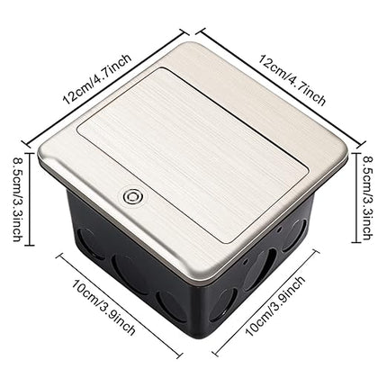 Vagueior Recessed Floor Electrical Outlet Kit,Waterproof Electrical Outlet Covcer Box,Hidden GFCI Outlet+20A Tamper-Resistant Receptacle Outlet with Slow Damping，ETL Certified，Stainless Steel Color