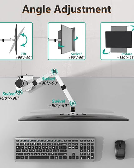 WALI Monitor Arm Mount for Desk, Single Computer Desk Mount, Monitor Bracket Mount Stand Single, up to 32 inch, 22 lbs (M001-W), White