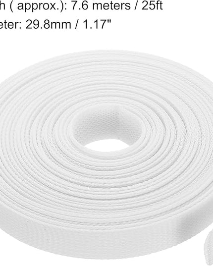 uxcell Expandable Sleeving,1 3/16-inch 25ft Cable Sleeve, White