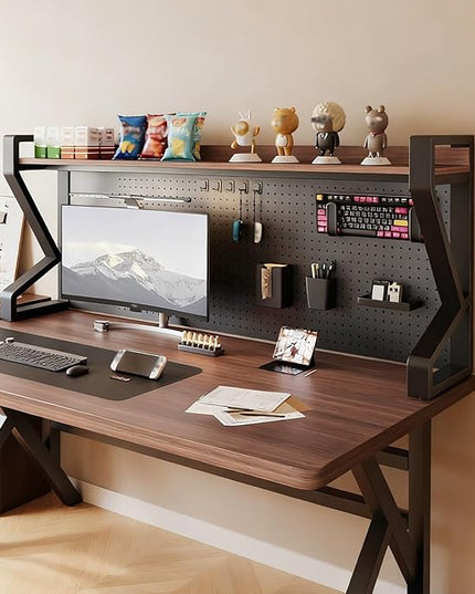 JHDXL Desk Shelf Organizer with Pegboard & Storage Accessories, Space-Saving Desk Storage Shelf, Desktop Shelf Organizer Display Rack, for Dorm, Office(Black 1,65 * 113cm/26.6 * 44.5in)