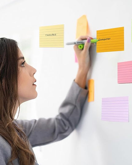 9 Pack Lined Sticky Notes 3x5 in Large Sticky Notes, 9 Bright Multi Colors Self Big Sticky Notes Pad Its, Strong Adhesive, Sticky Note Large for Notebook, Office, School and Home