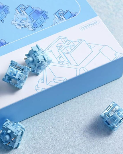 Akko V3 Creamy Blue Pro Keyboard Switch with Dustproof Stem for Mechanical Gaming Keyboard, 5-Pin 45gf Pre Lubed Tactile Key Switches (45pcs)