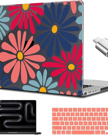 CISSOOK Compatible with MacBook Air 13 inch Case 2025 2024 2023 2022 Release M4 M3 M2 Chip, Plastic Hard Shell Cover Keyboard Skin for MacBook Air 13.6 inch A3240 A3113 A2681, Daisy Flowers