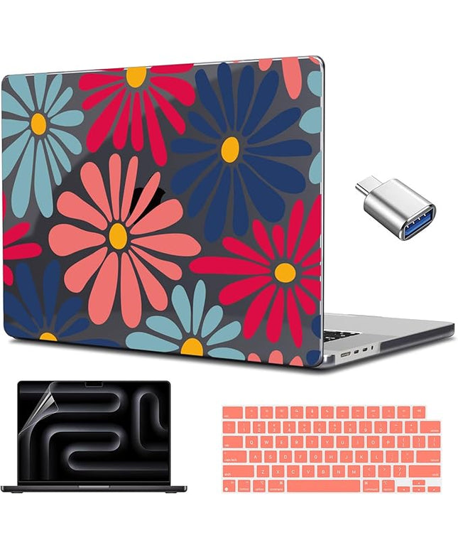 CISSOOK Compatible with MacBook Air 13 inch Case 2025 2024 2023 2022 Release M4 M3 M2 Chip, Plastic Hard Shell Cover Keyboard Skin for MacBook Air 13.6 inch A3240 A3113 A2681, Daisy Flowers