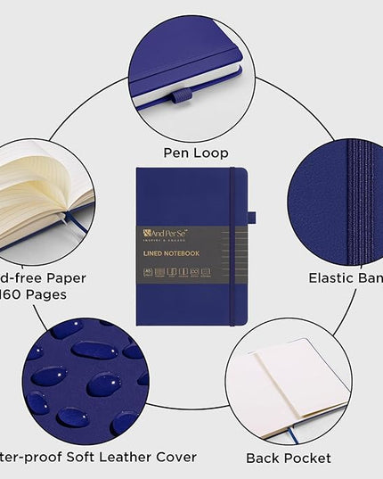 &And Per Se Lined Journal Notebook, 160 Pages, A5 5.7 x 8 inches College Ruled Thick Paper Notebook Journals for Writing, Hardcover Notebooks for Women Men Office School (1 Pack, Royal Blue)
