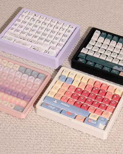 Sumgsn Keycaps Container, Keycaps Storage Box,130 Keys Transparent Display Case Holds 7u Spacebar/Big Enter Key for XDA/Cherry/MOA/Mao Profile Mechanical Keyboard (Purple), Small