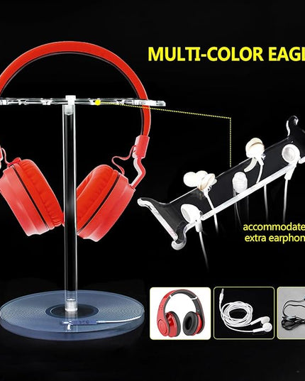 Clear Acrylic Headphone Stand for AirPods Max/Gaming Headsets (HyperX/Xbox) - Universal Holder for Bose, Beats & Wireless Headphones - Space-Saving Organizer (Black Record/LP)
